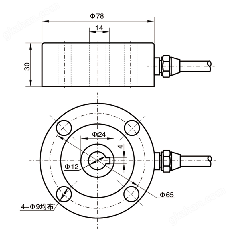 尺寸.jpg NTJH-4D轮辐式称重传感器
